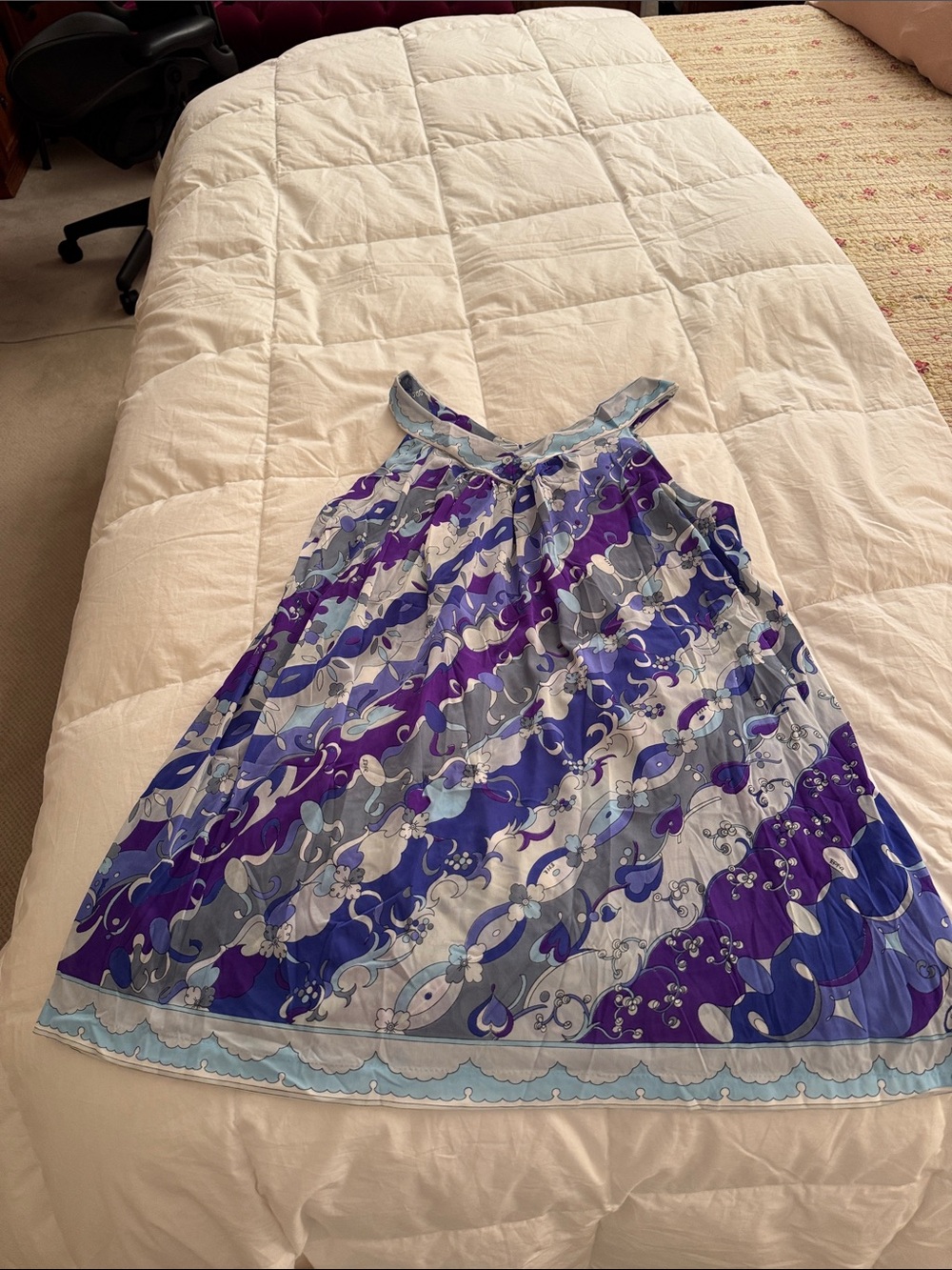 Womens Vintage Emilio Pucci/Formfit Roger’s Purple & Blue Floral Nightgown - Picture 1 of 2